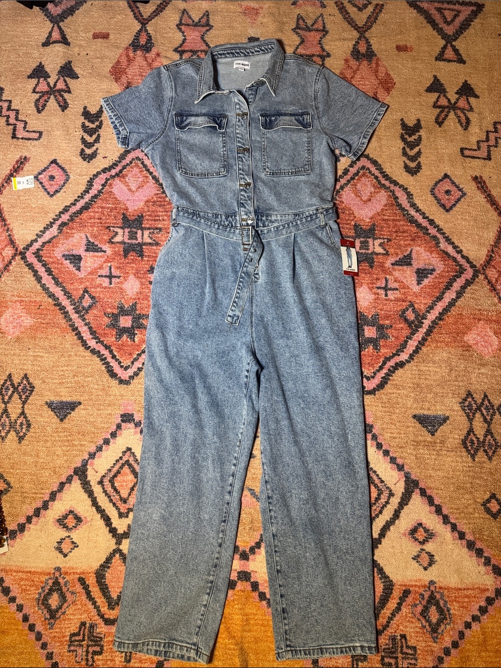 Steve Madden Light Wash Blue Denim Jumpsuit - Straight Leg Size XL BNWT